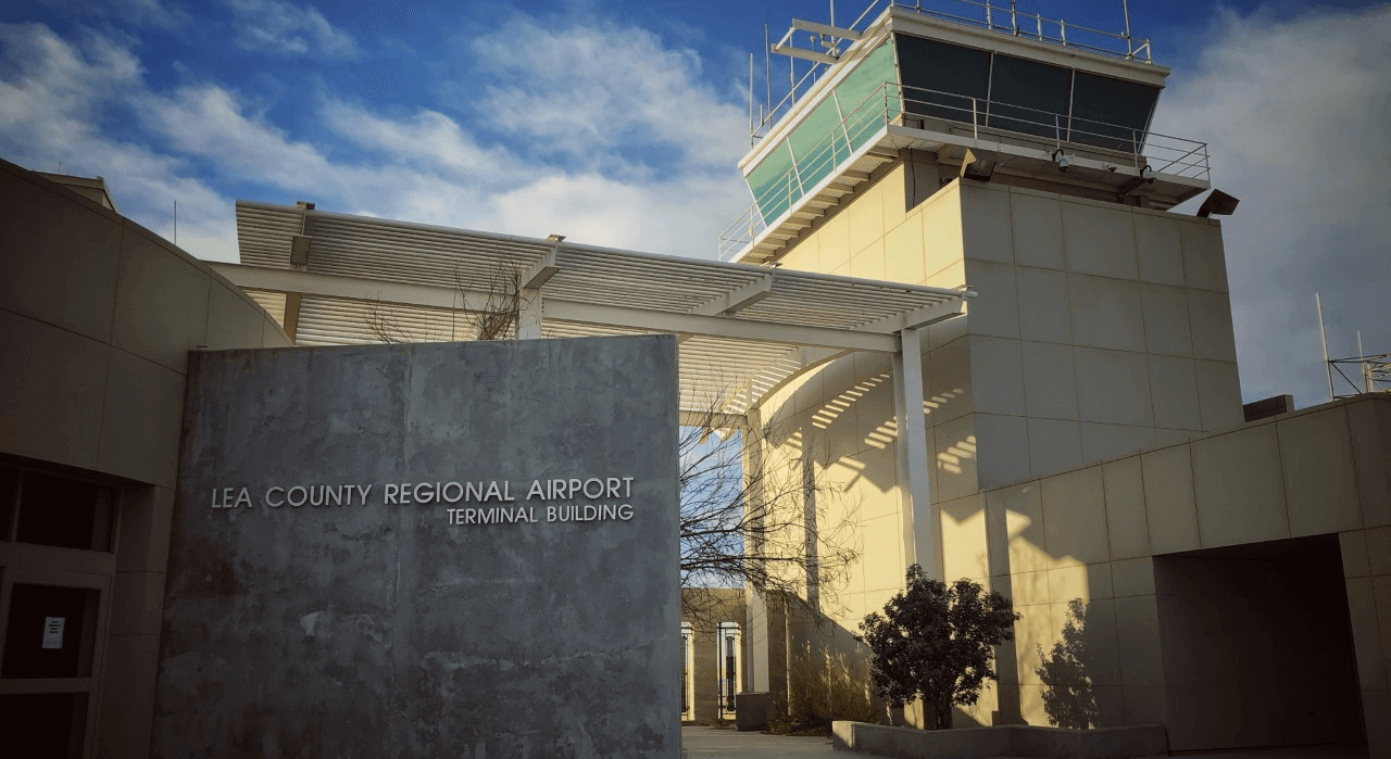 Terminal and control tower at Lea County Regional Airport in Hobbs.