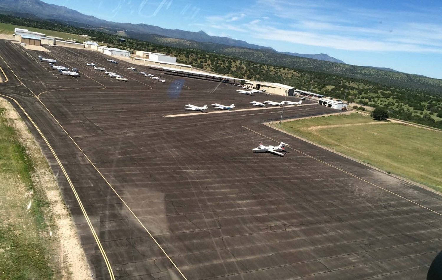 Aircraft parked at Sierra Blanca Regional Airport near Ruidoso.