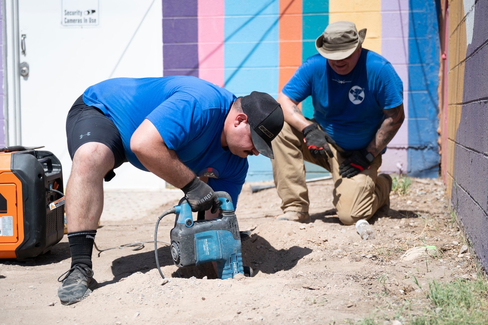 Volunteers working together on a community project in Alamogordo, New Mexico.