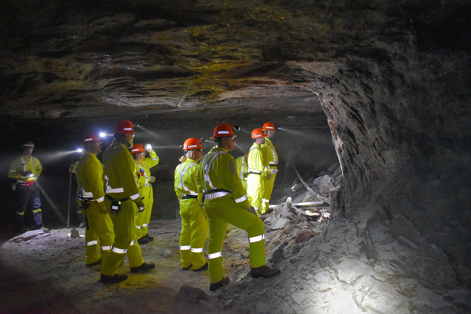 BLM personnel inside a recently mined potash area near Carlsbad.