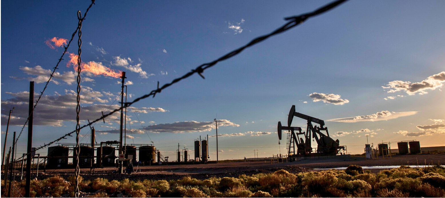 Oil field infrastructure in Lea County, New Mexico.