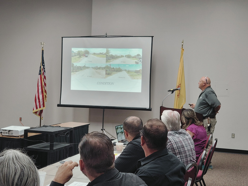 A presenter discussing regional information with meeting participants.